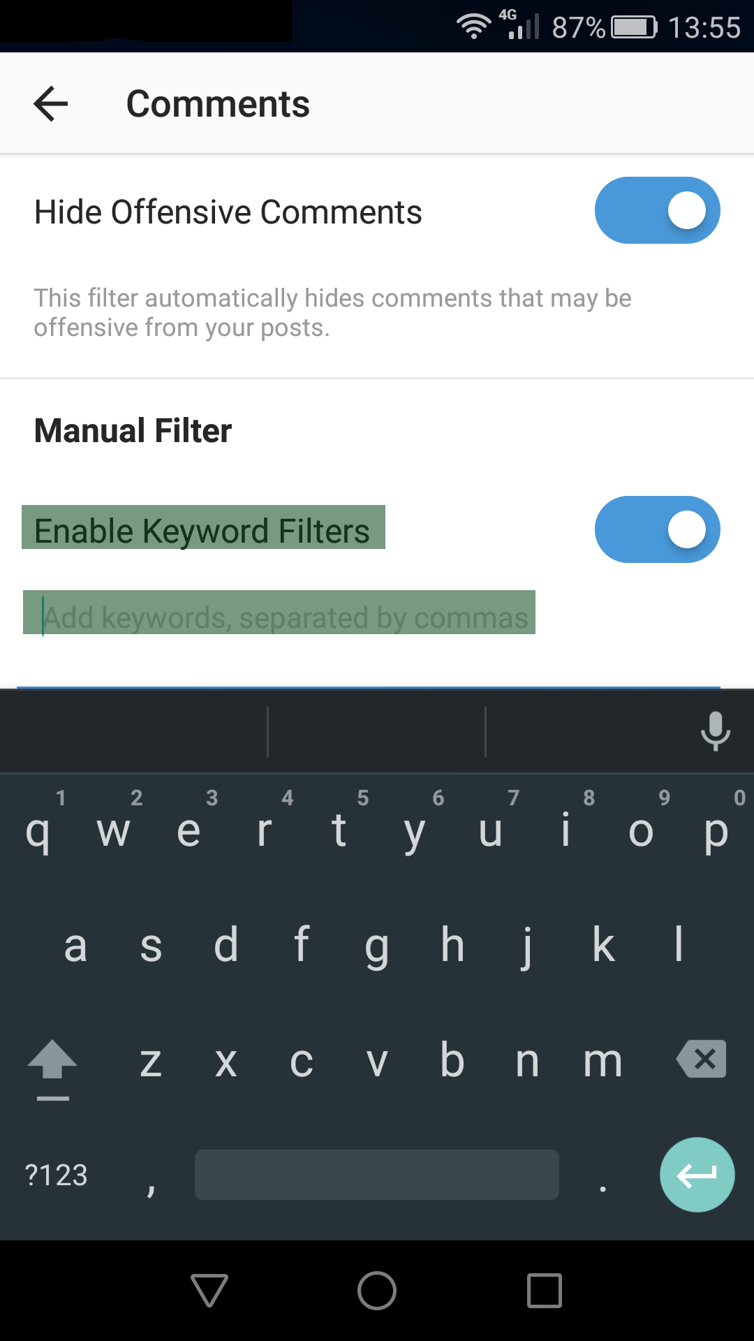 How to filter comments on Instagram